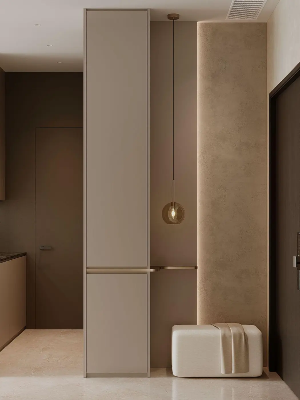 Bathroom with stone and metallic accents