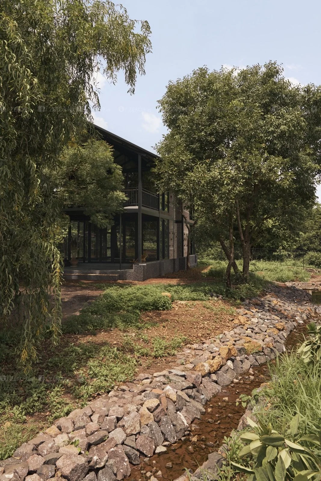 Bedroom Serenity — ground floor, forest views, warm natural light