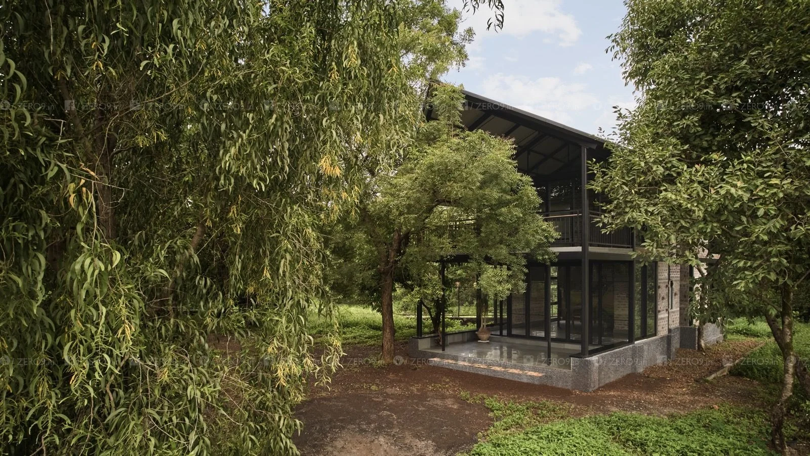 Roof structure — mild steel truss, triangular glazed openings, natural light